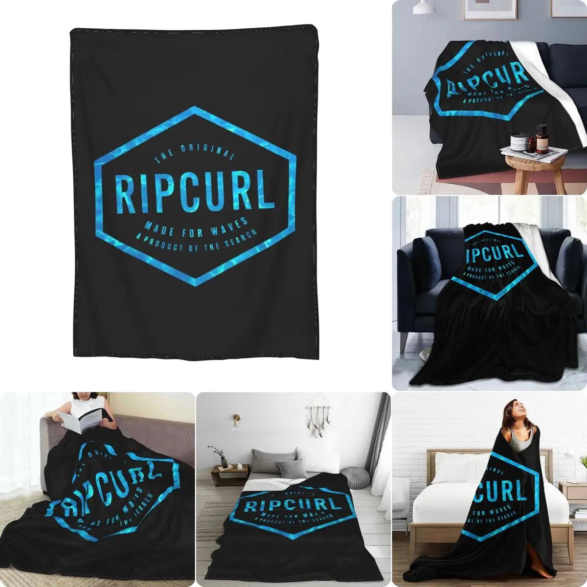 Rip Curl A-Frame Coperta In Micro Pile Ultra-Morbida Alta Microfibra Addensata Lavabile In Lavatrice