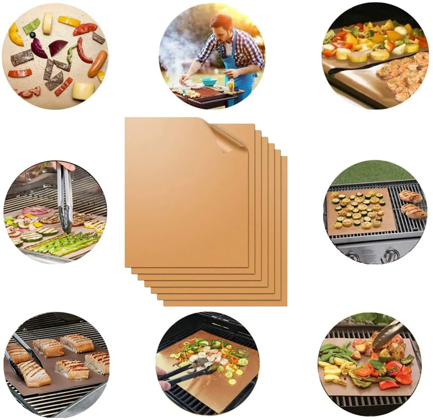 Baking Mat Sheet 40*60cm or 30*40cm Reusable Non-Stick Oil-Proof Baking Paper Heat-Resistant Oven Liner Sheet BBQ Pad 1/5/10 Pcs baking mat