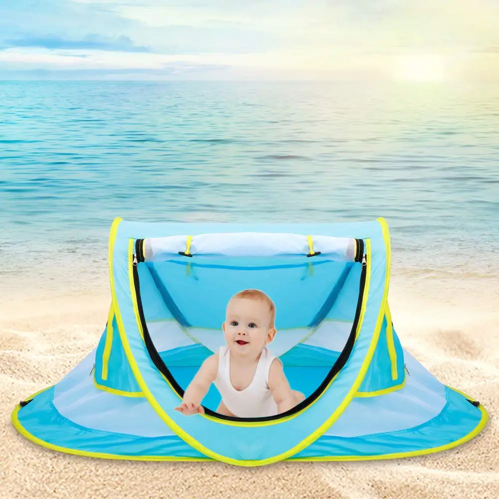 Epltion Baby Beach Tent Large Size Outdoor Pop Up Tent UPF 50 UV Protection Sun Shelter for Infant Carry Bag Included 
