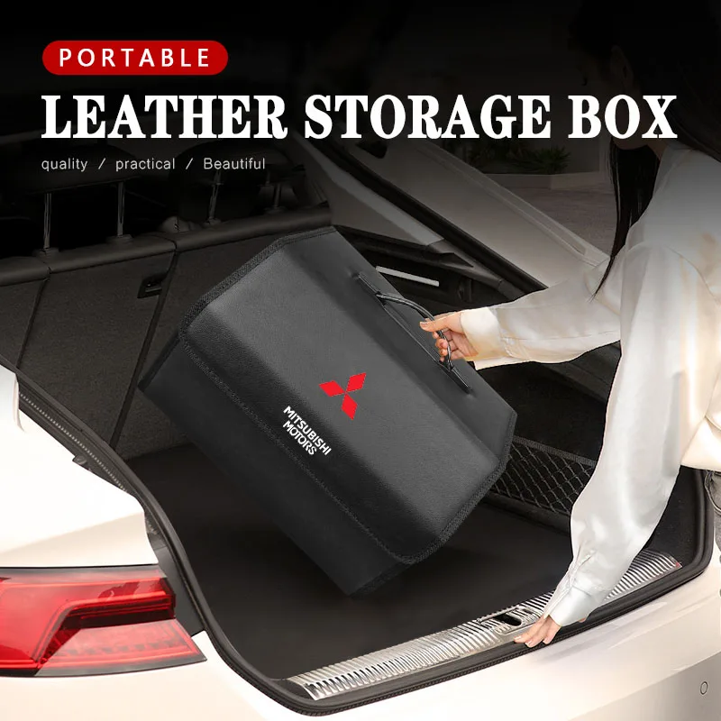 미쓰비시 L200 ASX 파제로 랜서렉스 에보 미라지 아트라지 이클립스 크로스용 가죽 캠핑 박스 접이식 자동차 트렁크 수납 가방