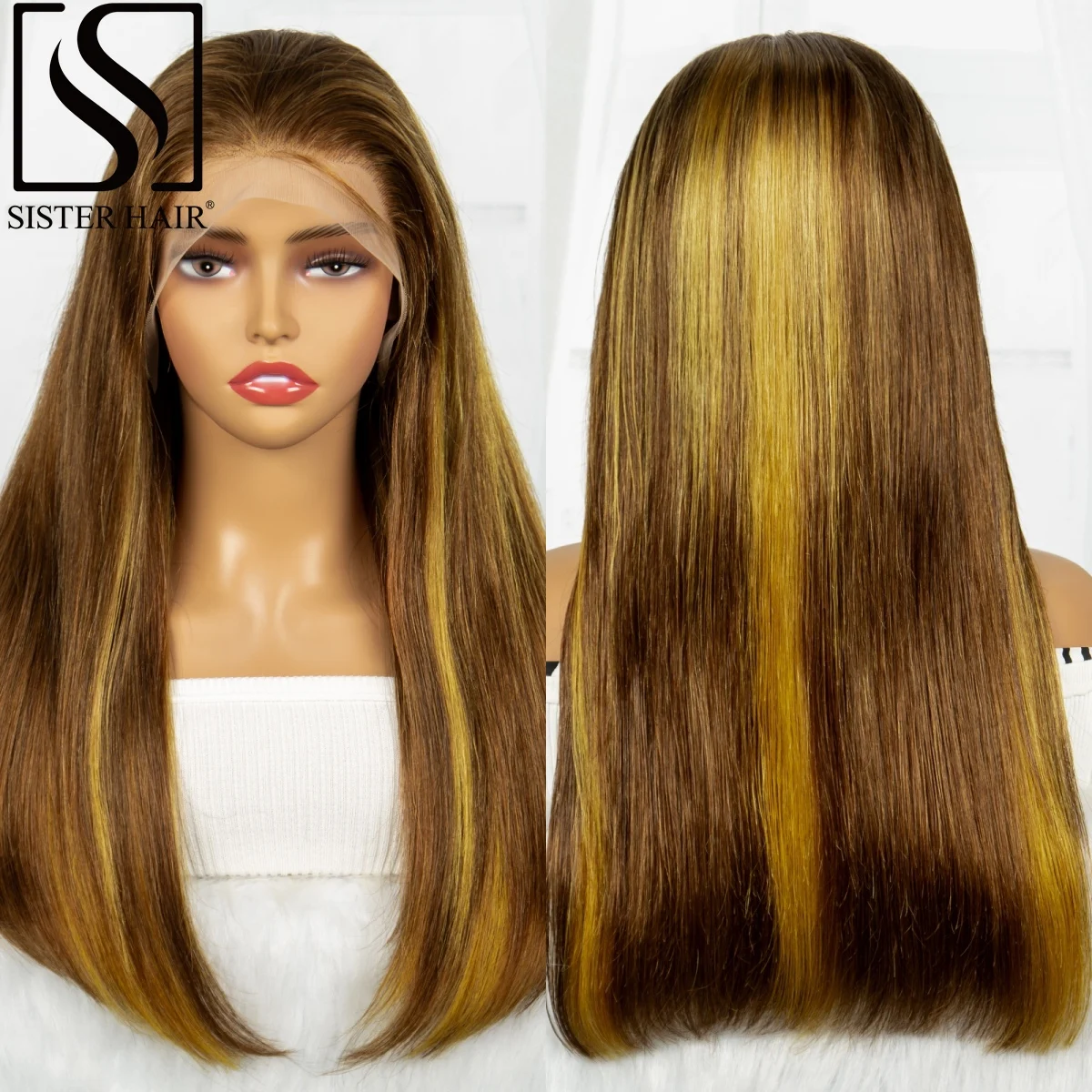 

250% Density 10-24 inches Straight Highlight Ombre Human Hair Wigs Bob Wigs 13x4 Transparent Lace Front Brazilian Remy Hair Wigs