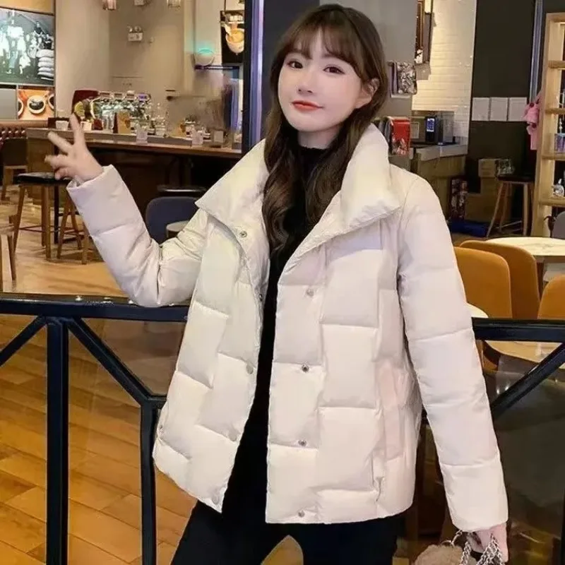 2023 New Winter Frivolous White Duck Down Jacket Women Coat Baggy Outwear Stand Collar Top Frivolous Down Coat Short Overcoat