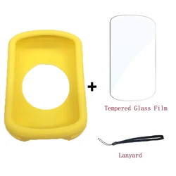 Silicone Case & Tempered Glass Screen Protector for Garmin Edge GPS Computer (Yellow)