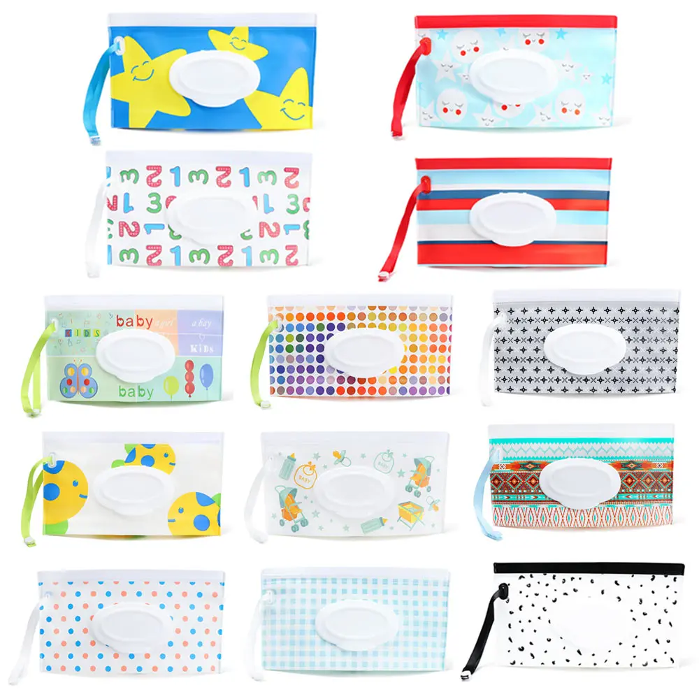 

Outdoor Fashion Snap-Strap Baby Product Carrying Case Flip Cover Wet Wipes Bag Stroller Accessories Tissue Box Cosmetic Pouch