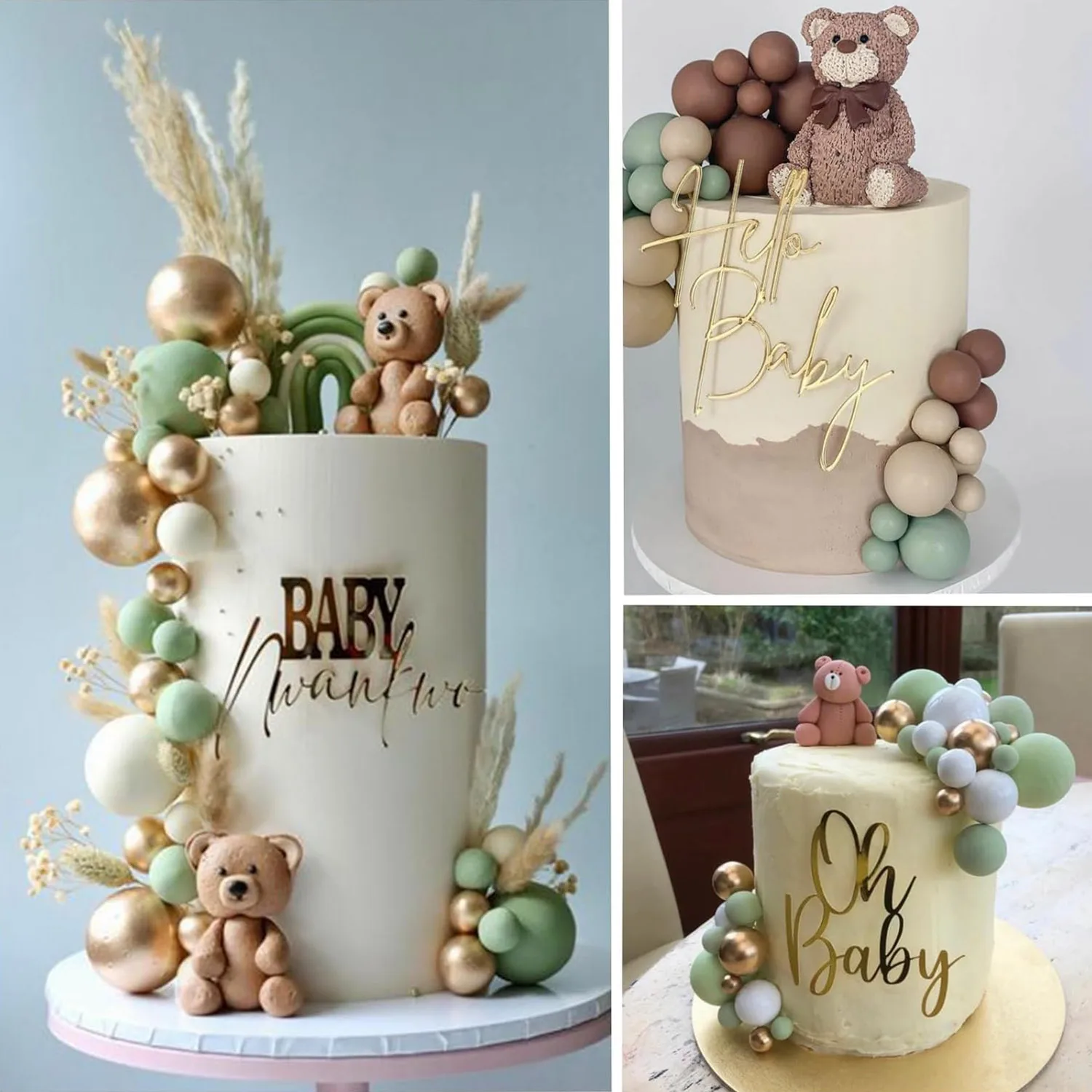 30 Palline Decorazioni Per Torte Fai Da Te - Topper Con Sfera In Schiuma E Filo, 4 Dimensioni, Rosa E Bianco, Per Compleanni E Matrimoni