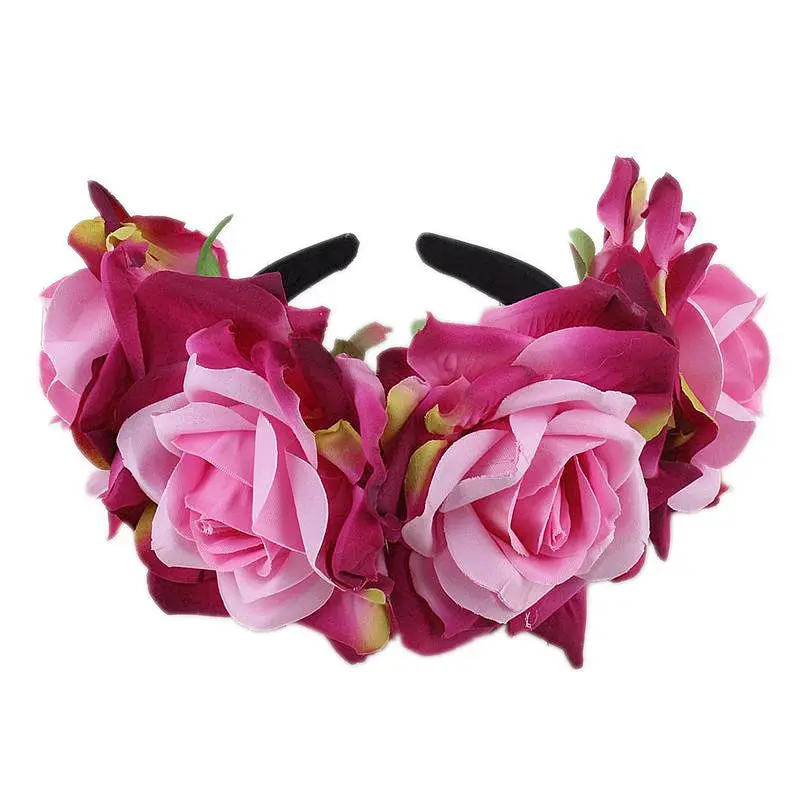 Halloween Rote Rose Haar Band hairhoop Cosplay Kostüm Party Flanell Blumen Krone Stirnband Festival Haar Girlande Hochzeit Headpie – Detail 37