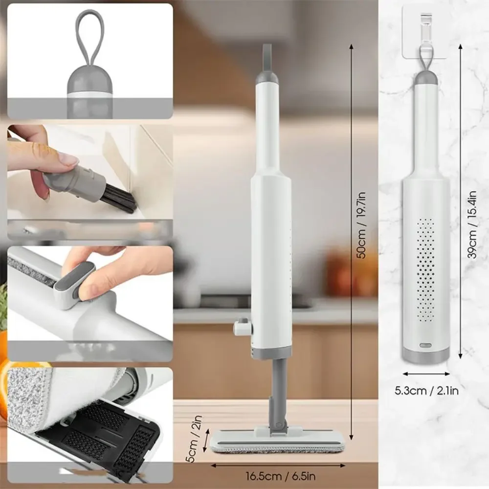 Portable Rotatable Self-Squeeze Mini Mop Mini Mop TPR,Fiber Self Wringing Flat Mop Self-Pressing with Crevice Brush Suede eraser 6
