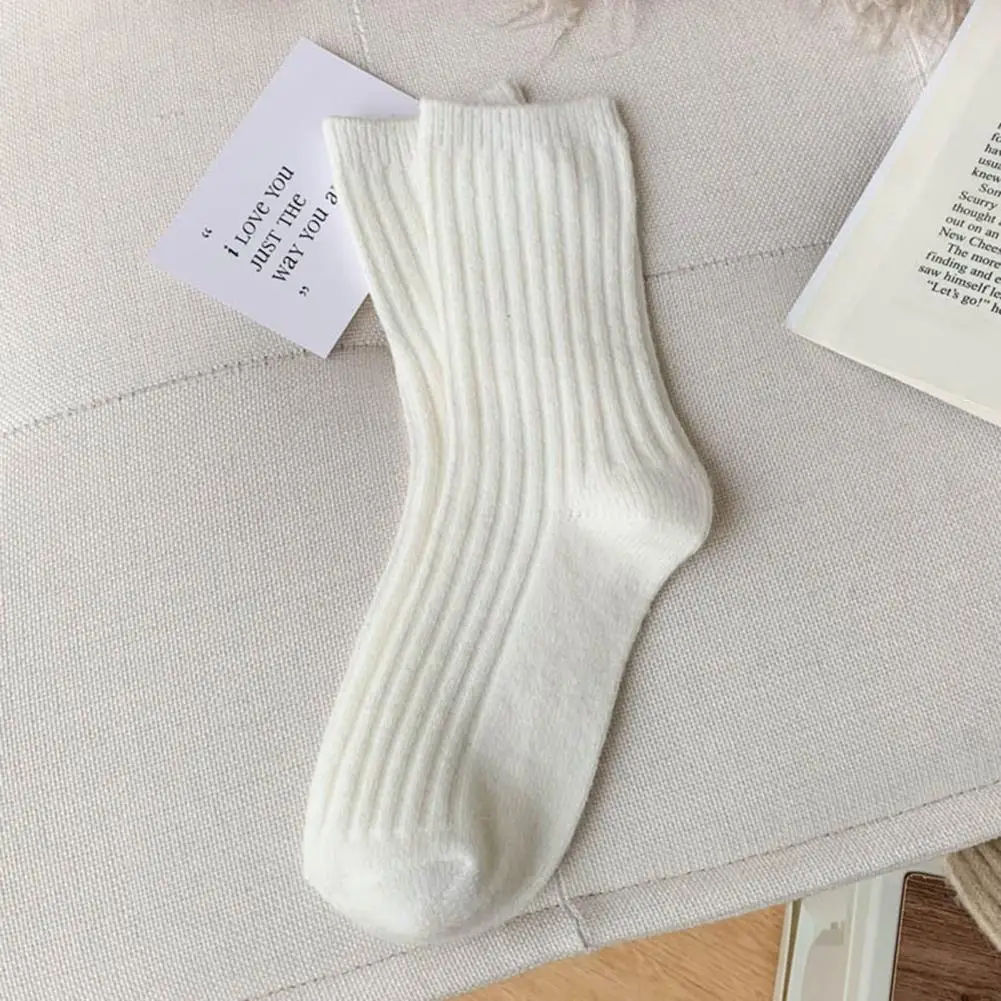 

Lightweight Socks Japanese Style Women's Knitted Mid-tube Socks Soft Breathable Anti-slip Solid Color Thick Casual for Warmth