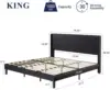King Size Bed Frame with Button Tufted Wingback Headboard, Modern Upholstered Bed Frame with Solid Wooden Slats Support 2