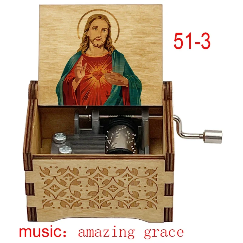 Amazing Grace Wooden Music Box 18 Note Inspiring Musical Theme Family Church Festival Birthday Gift Christian Home Office Decor