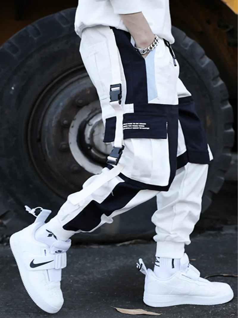 Prowow Men Multi Pockets Cargo Harem Pants Hip Hop Casual Male Track Pants Joggers Trousers