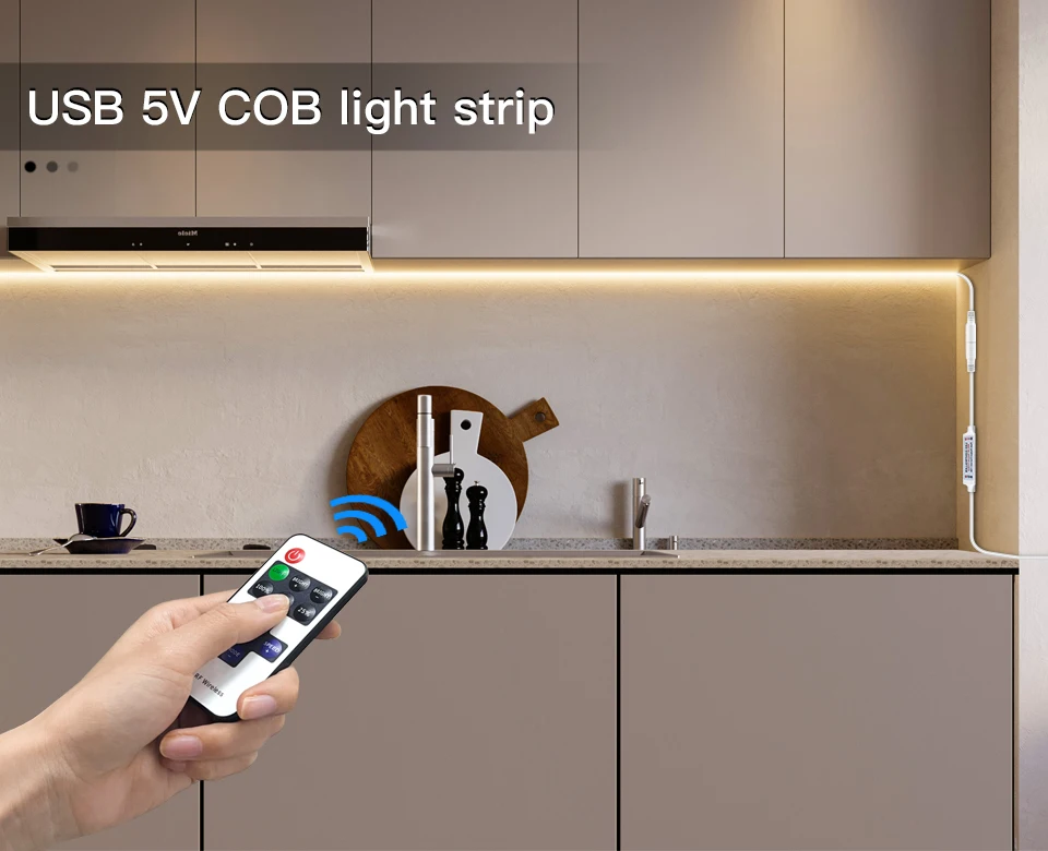 Description Picture 2 of itemUSB LED Strip Light with Dimmer Switch RF Control Room Backlight Decoration Wall / Under Cabinet Lighting COB LED Home Decor