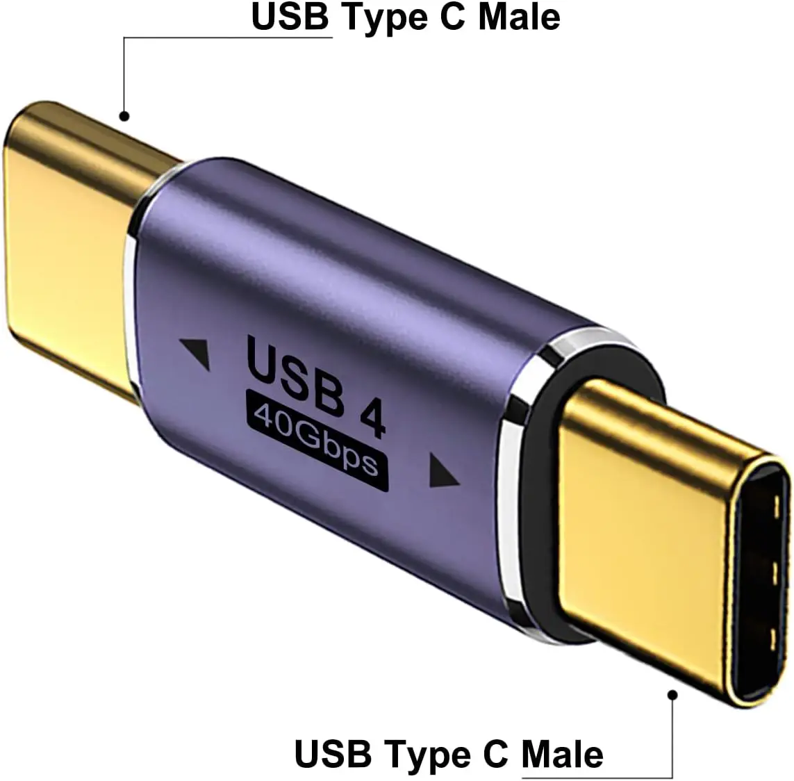 USB C타입 수-수 어댑터, USB C타입 커플러 익스텐더 지지대, 썬더볼트 4/3, 맥북 프로 에어, 노트북용, 40Gbps, 8K @ 60Hz