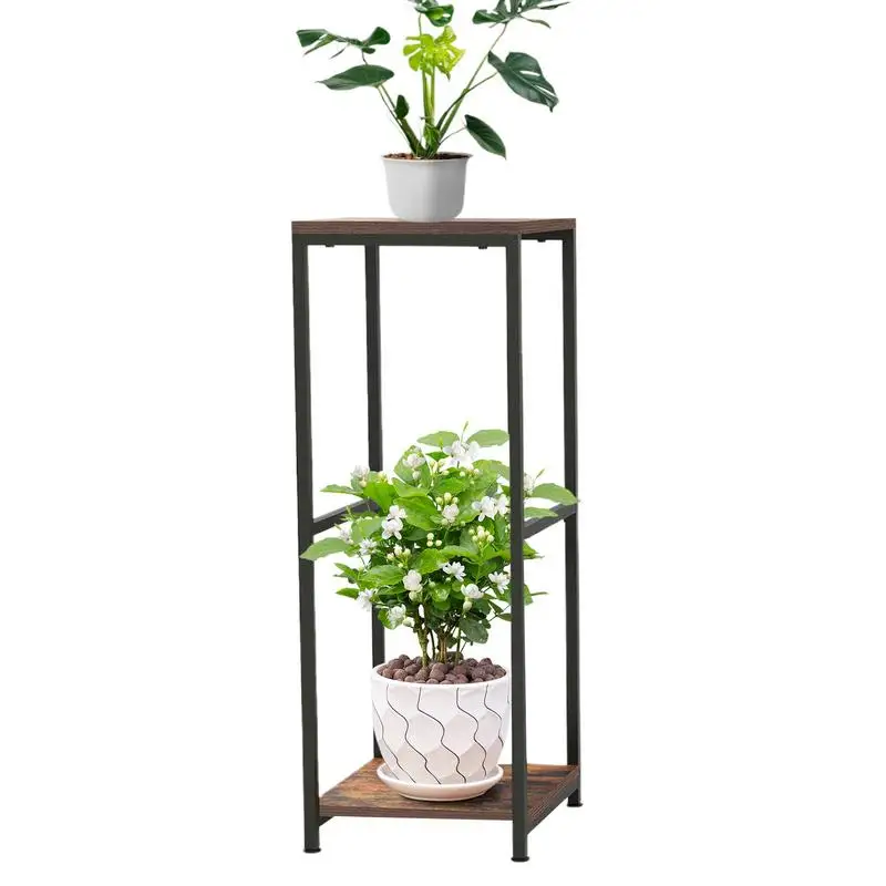 

Metal Wood Corner Plant Stand Elegant 2-Tier Display Rack Metal Wood Tiered Corner Plant Stand Pot Holder For Home Offices
