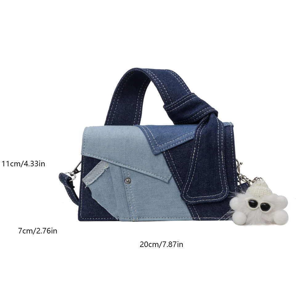 Women's fashionable small handbag, denim single shoulder bag, casual crossbody bag, zippered women's bag with lid, women's bag