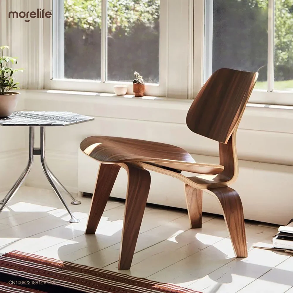 Molded Plywood Simple Leisure Chair Armchair Wood Legs Natural Living Room Century Wood Replica Accent Chairs Home Furniture dining chair