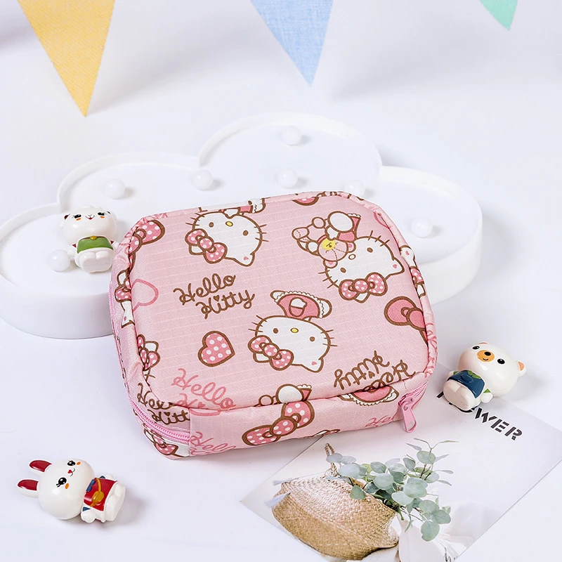 Monedero de dibujos animados de Sanrio hello kitty, de alfombrilla de sanitaria impermeable, bolso de cosméticos para chica bonita, tarjetero| | - AliExpress
