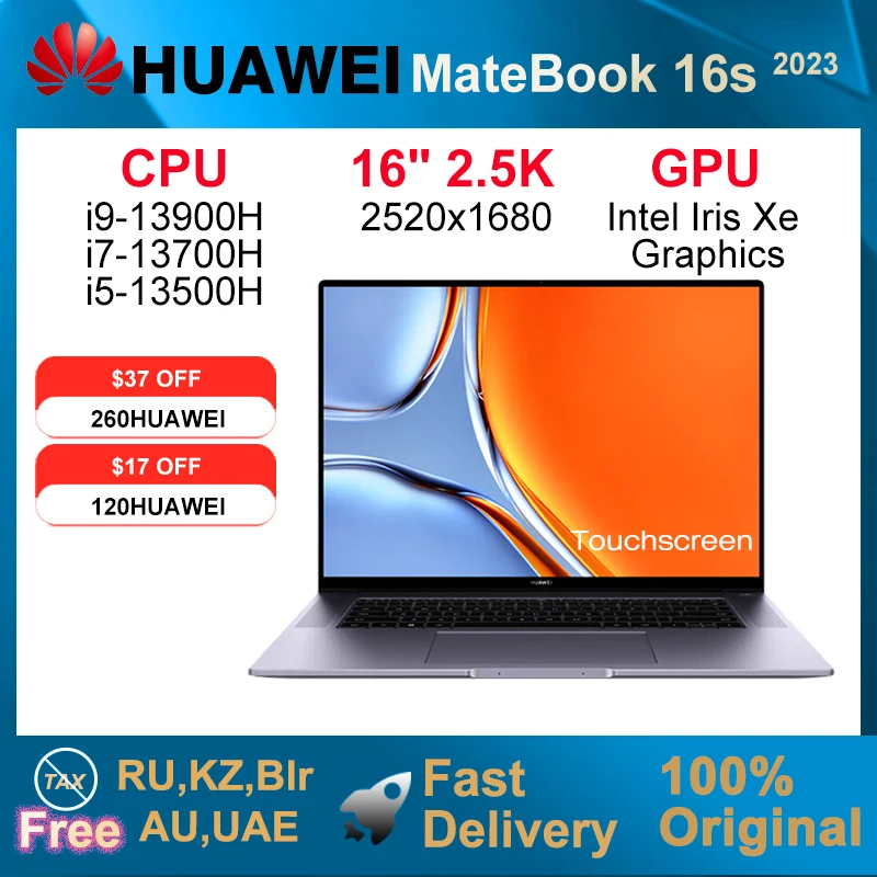 2023 화웨이 메이트북 16s 노트북 i9-13900H, i7-13700H, i5-13500H, 16GB, 32GB, 1TB 넷북, 16 인치, 2.5K 터치스크린 컴퓨터, 135W