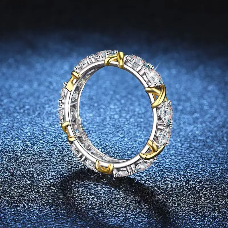 CHENWEN s925 Sterling Silver 3mm VVS1 Mossan Lady's Ring Fashion Light Luxury wedding anniversary gift GRA white gold ring 4