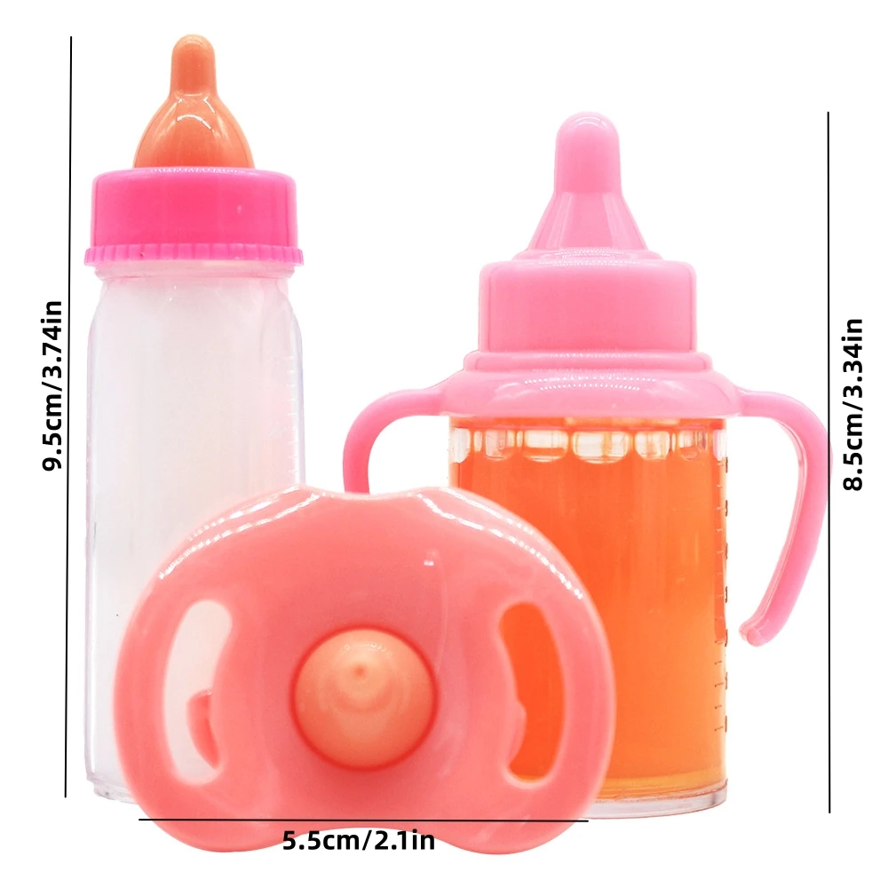 Disappearing Doll Feeding Set Baby Care Doll Feeding Toy Stroller 2pcs Milk And Juice Bottles With Toy Pacifier For Baby Doll 2