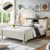Farmhouse Queen Size Bed Frame w/Storage Bookcase Headboard, Sliding Barn Door, Charging Station, Rustic Wood Platform 6