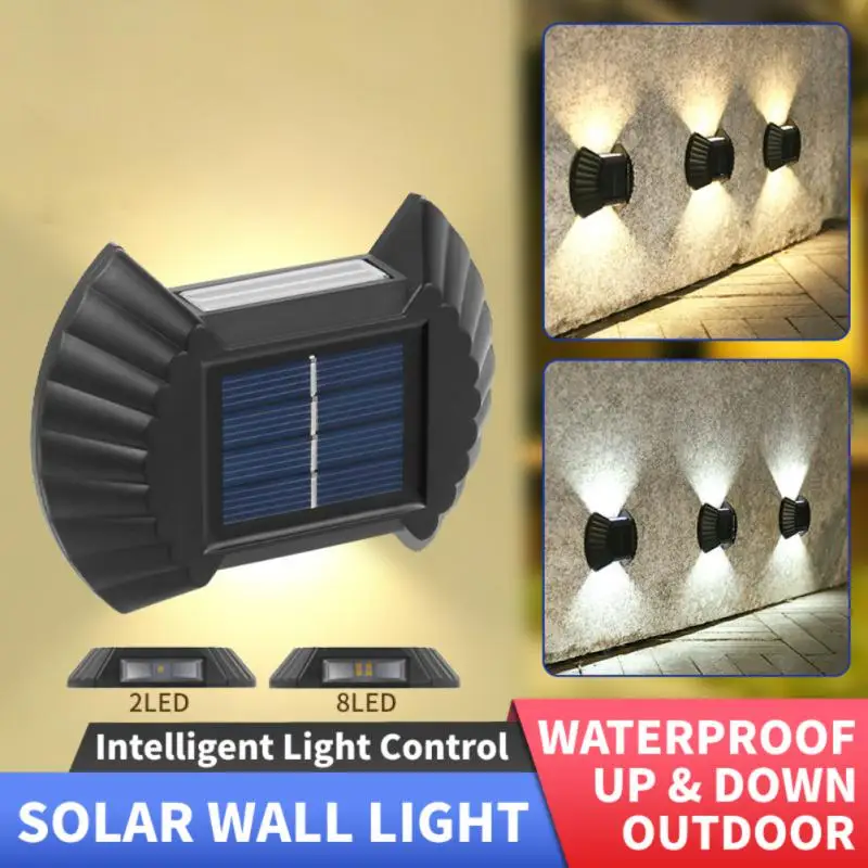 LED Solar Wall Lamp Outdoor Waterproof Up And Down Luminous Lighting Garden Decoration Solar Lights Stair Fence Sunlight Light solar security light