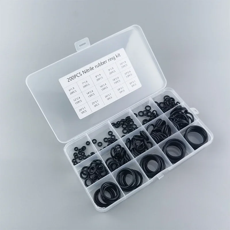 Rubber O-rings for Faucet Hose Valve Water & Oil Proof Seals Washer Combo Set Universal Plumbing Accessories 200pcs rubber o rings