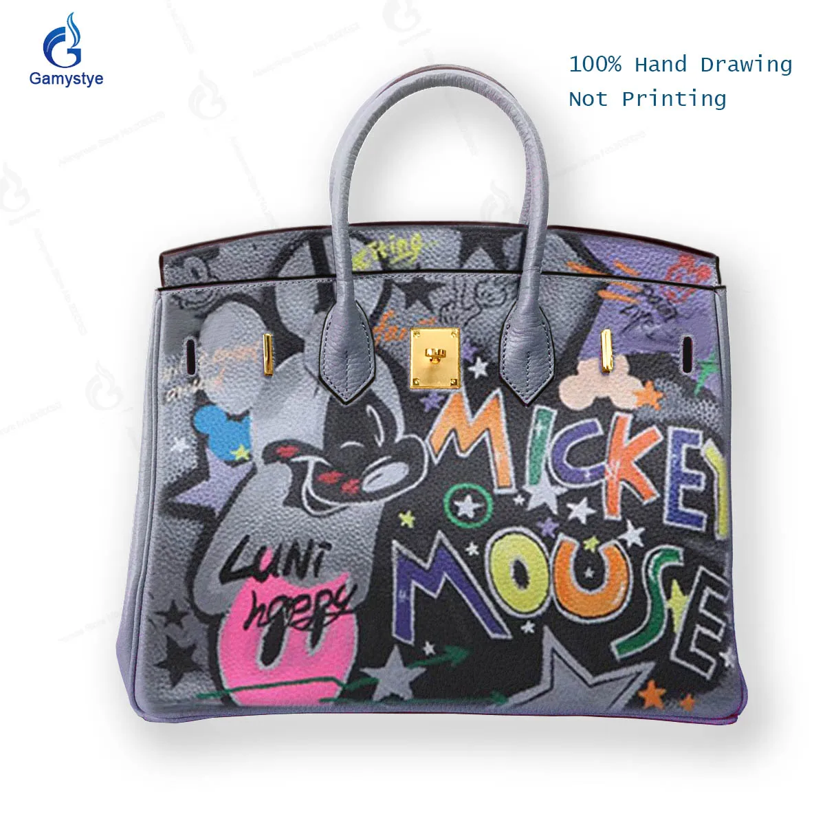 

Street Artisc Hand Draw Multi colored graffiti cute English Bags Women Bags Messenger Crossbody Handbags Genuine Leather Vintage