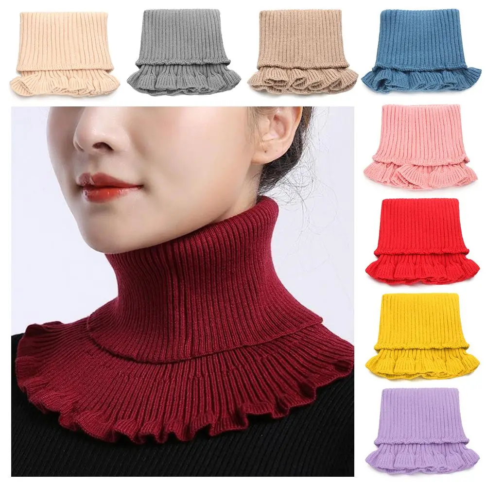 

Windproof Knitted Fake Collar Fashion With Wooden Ears Warm Scarf Winter Detachable Neck Warmer Men Women