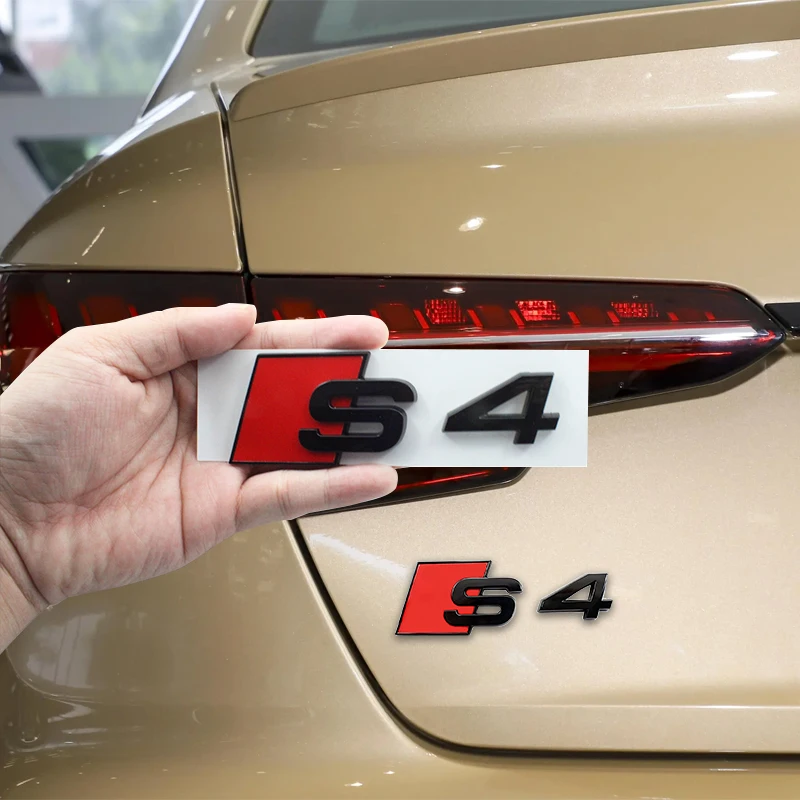 광택 블랙 192mm 275mm 아우디 2010-2019 S4 배지 ABS 자동차 스타일링 후드 프론트 보닛 그릴 리어 트렁크 S4 엠블럼 스티커 액세서리