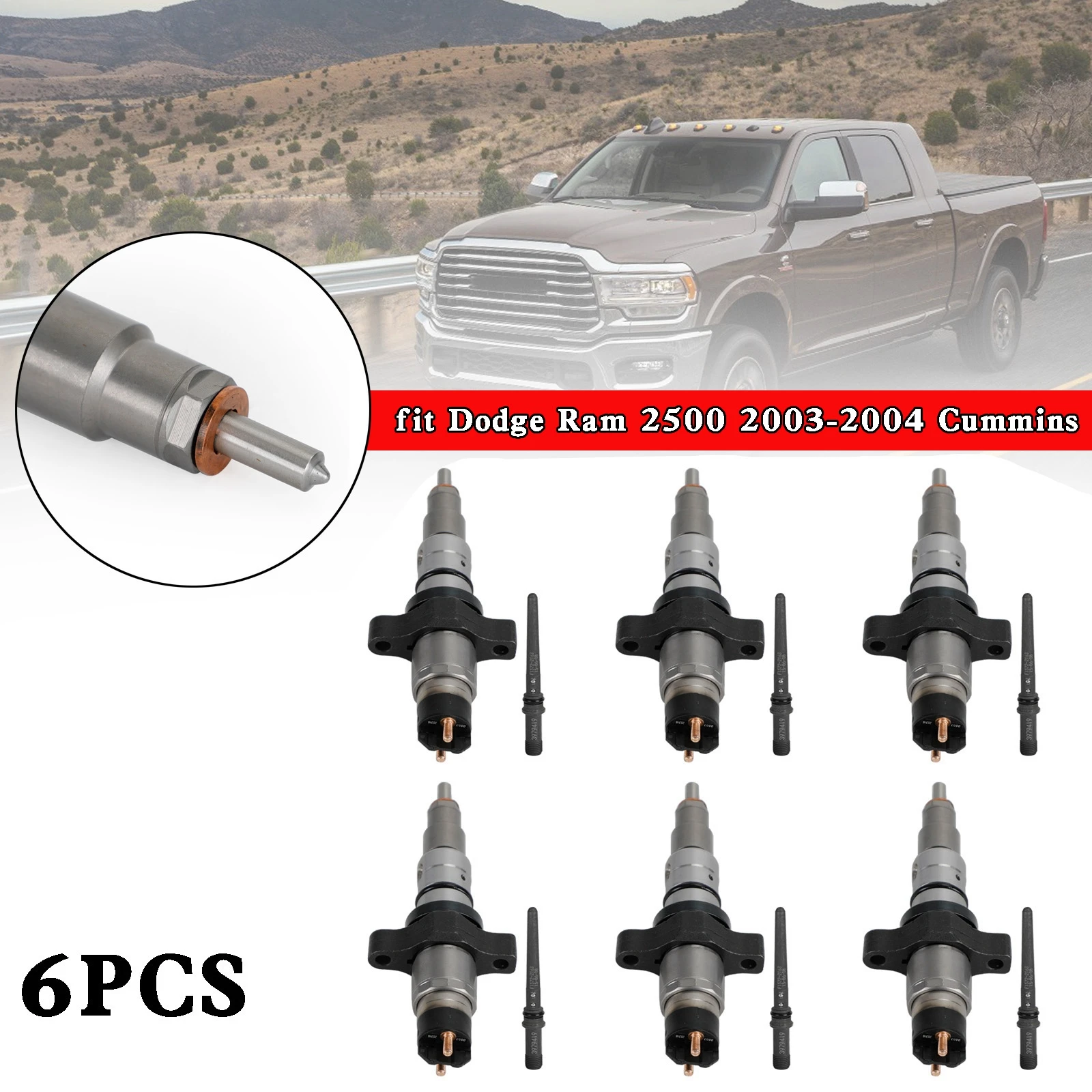 

Areyourshop 6 шт. топливный инжектор с общей топливной магистралью 0445120255 подходит для Dodge Ram 2500 2003-2004 Cummins автомобильные аксессуары