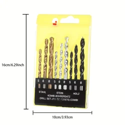 Premium Carbide Tip Wood and Metal Drill Bit Set - Versatile Flat Shank for Concrete, Stone, and Bricks (Drill set B)