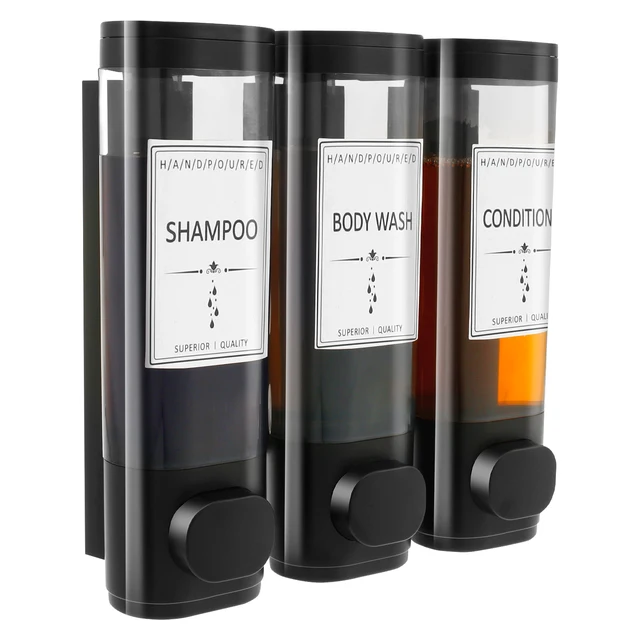 เครื่องจ่ายสบู่ติดผนังห้องน้ําแชมพูและครีมนวดผมเจลอาบน้ําคอนเทนเนอร์ขวดสําหรับห้องน้ําห้องครัวโรงแรม 1