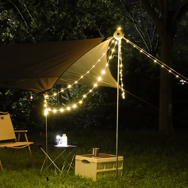 TANXIANZNHE outdoor camping lights canopy atmosphere light string led tent  lights decoration hanging lights long battery life