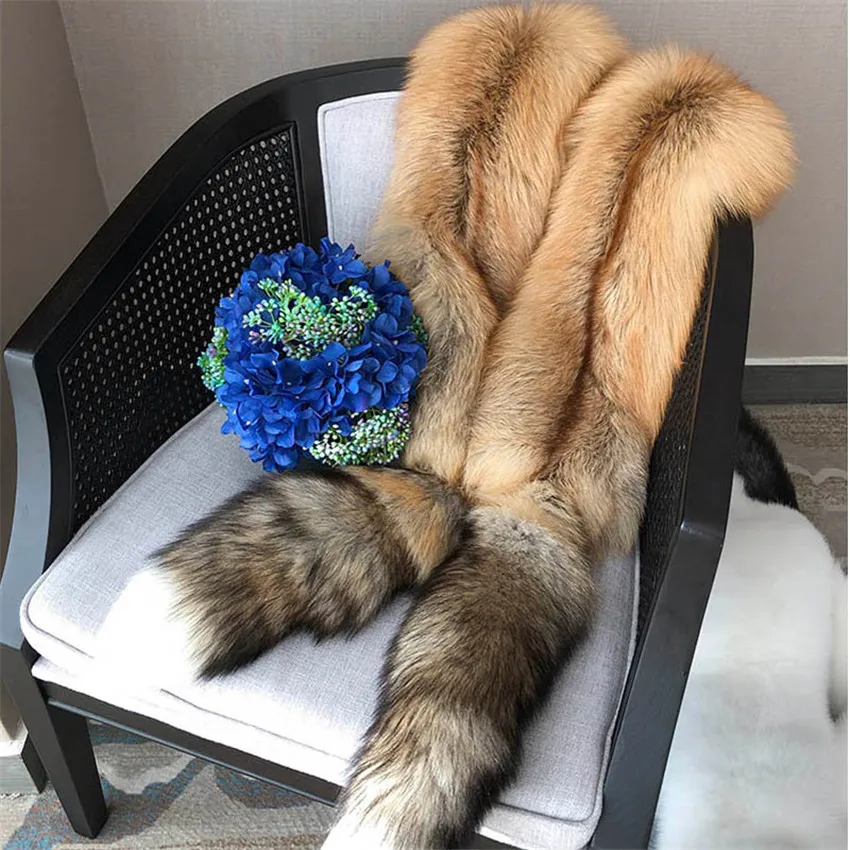 2023 Women's Shawl Natural Fox Shawl Luxury Winter  Genuine Fox Fur Scarf Plus Size Warm Scarf For Men And Women's