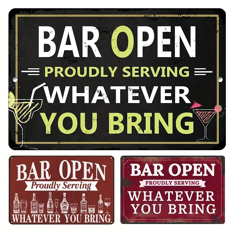 

Bar Open Proudly Serving Whatever You Bring Bar Cafe Garage Retro Wall Decor Retro Vintage Plaque Signs Home Decor Posters