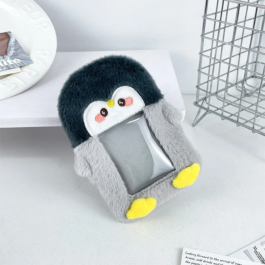 Cute Cartoon Penguin Plush Card Set Keychain Creative Storage Small Bag Card Holder Photo Display Sleeve Bag Pendant