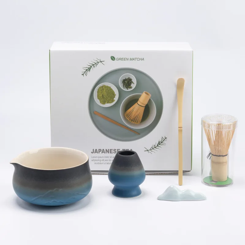Ceramic Matcha Tea Set - Mountain Gradient Design...