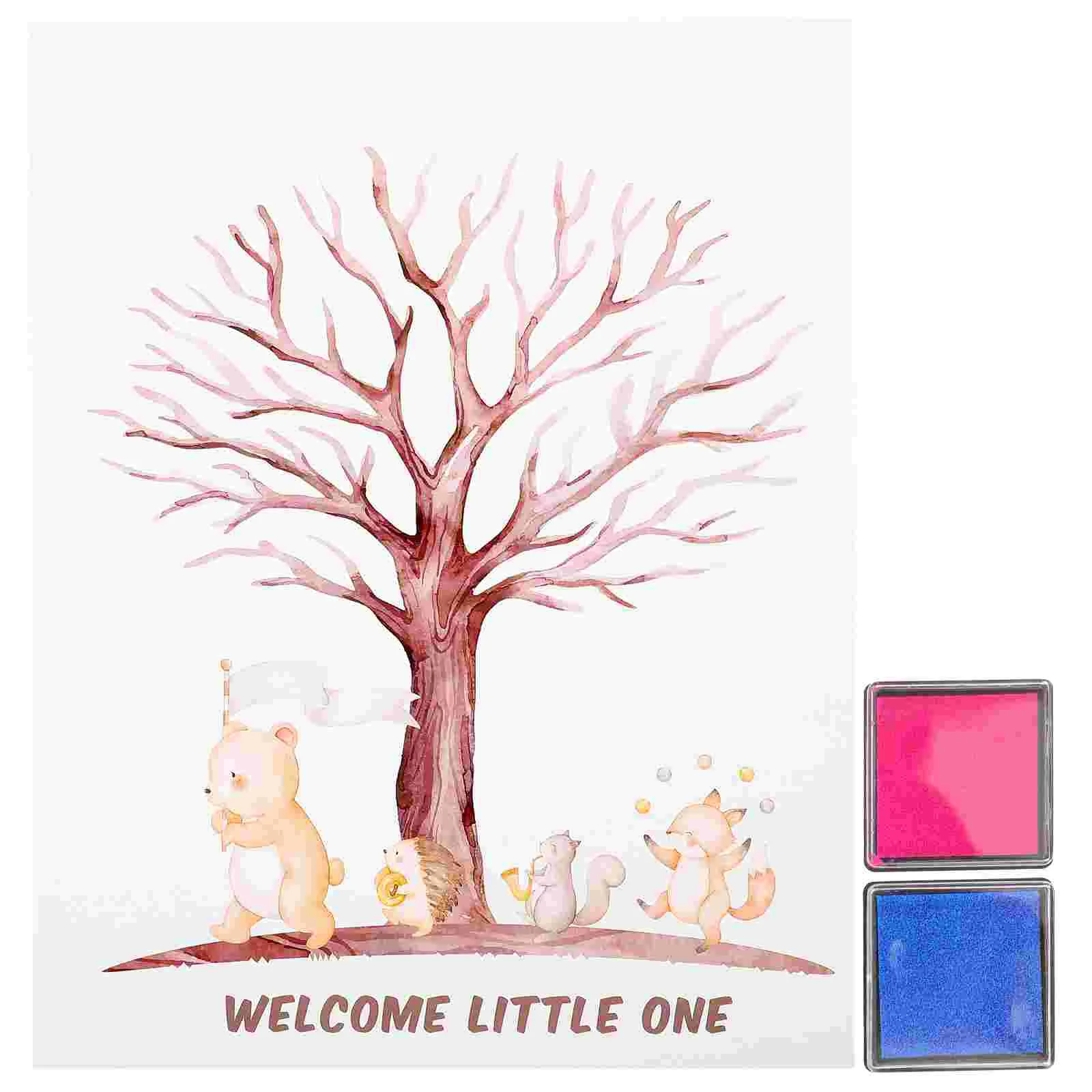 1 Set Di Gender Reveal Guest Sign-In Board Albero Di Impronte Digitali Baby Shower Guest Poster Gender Reveal Keepsake