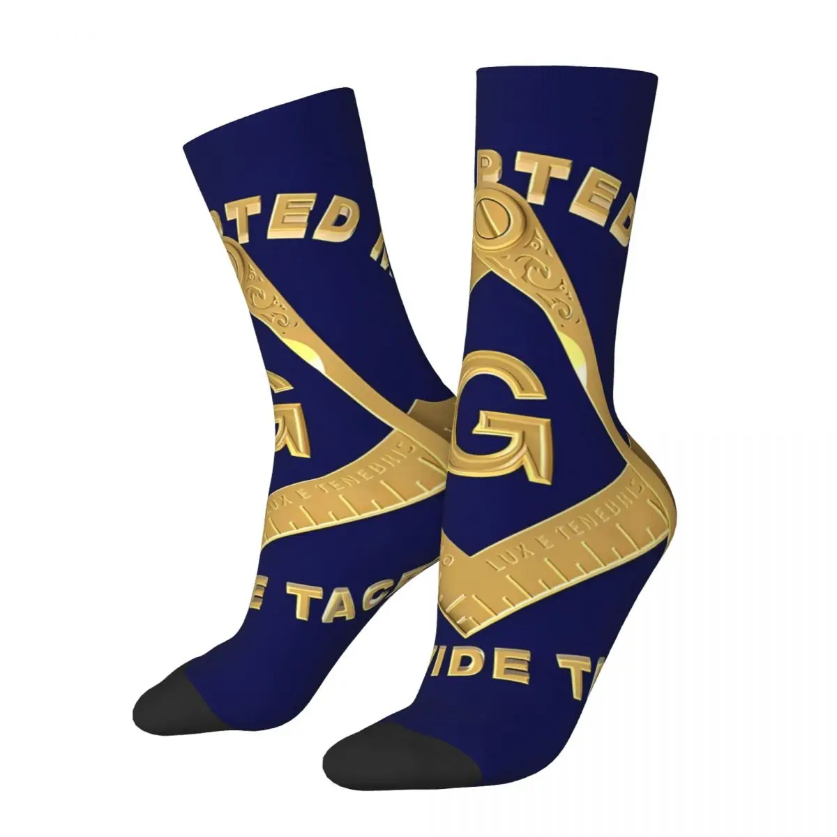 Gold Square Compass Free Accepted Masons Freemason Socks Escursionismo 3D Print Boy Girls Calzino A Metà Polpaccio