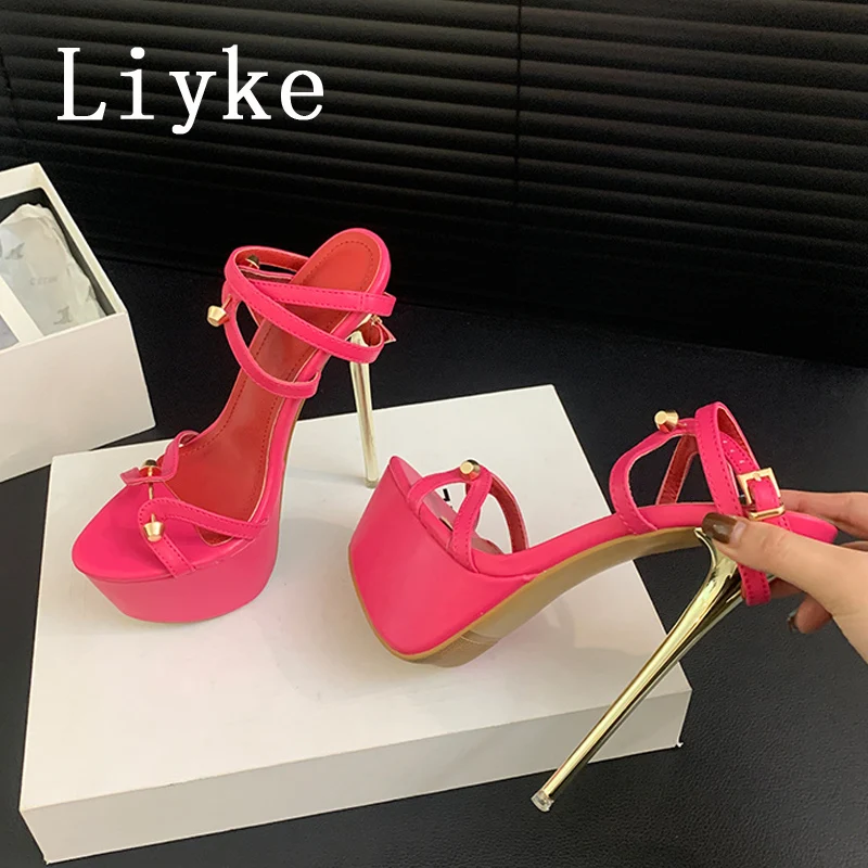 Liyke Sexy Extreme Thin High Heels Platform Sandals Women Runway ...