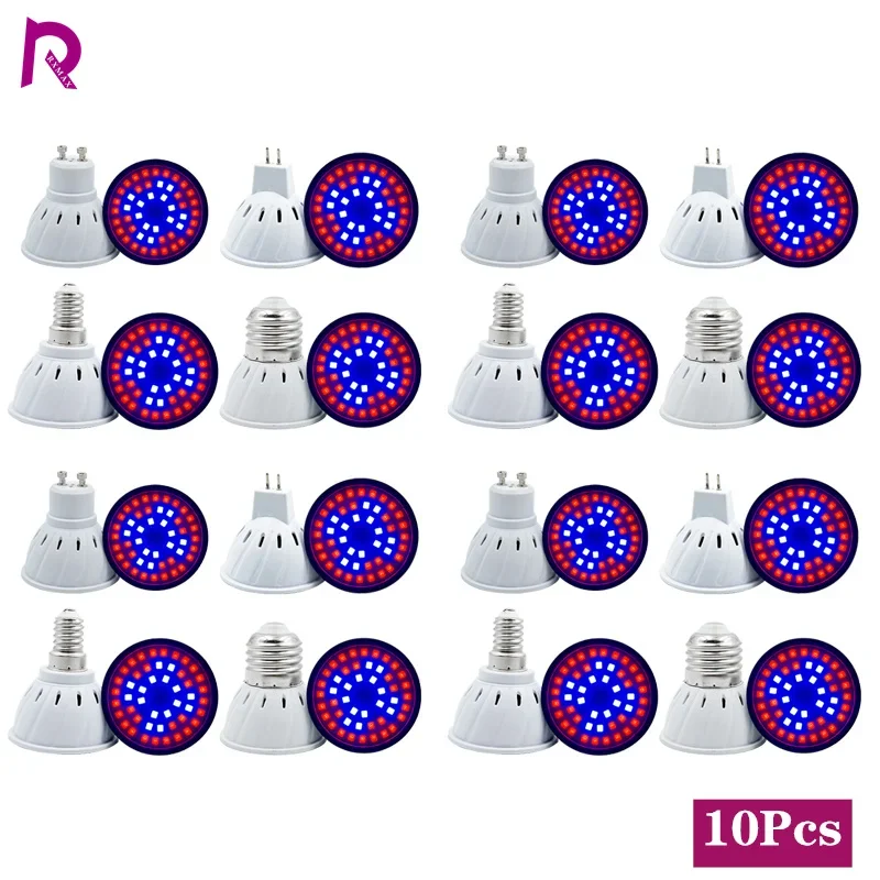 10Pcs/Lot Phyto Lamp Full Spectrum LED Grow Bulb led grow lamp led plant light growing lamp bulb E27 E14 MR16 GU10 Plant Light 220V Fitolampy For Indoor Seedlings Flowers Tent