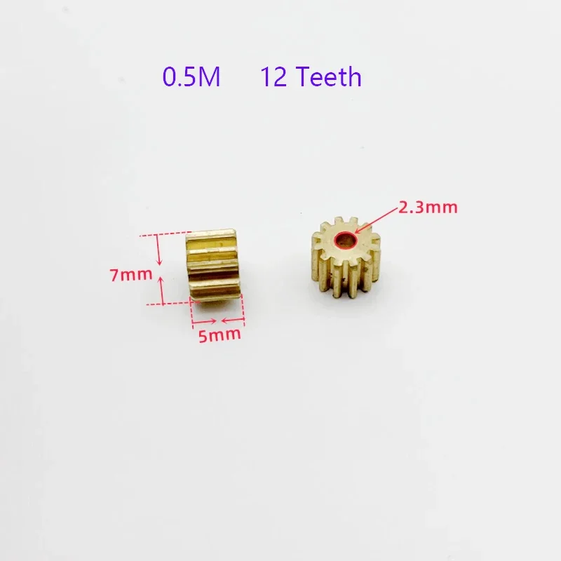 Modulus Motor Brass Gear 8/9/10/11/12/14/15/16 Teeth Metal Gear Fit 2mm 2.3mm 3mm 5mm Shaft for 130/380/555/775 motor 0.5M