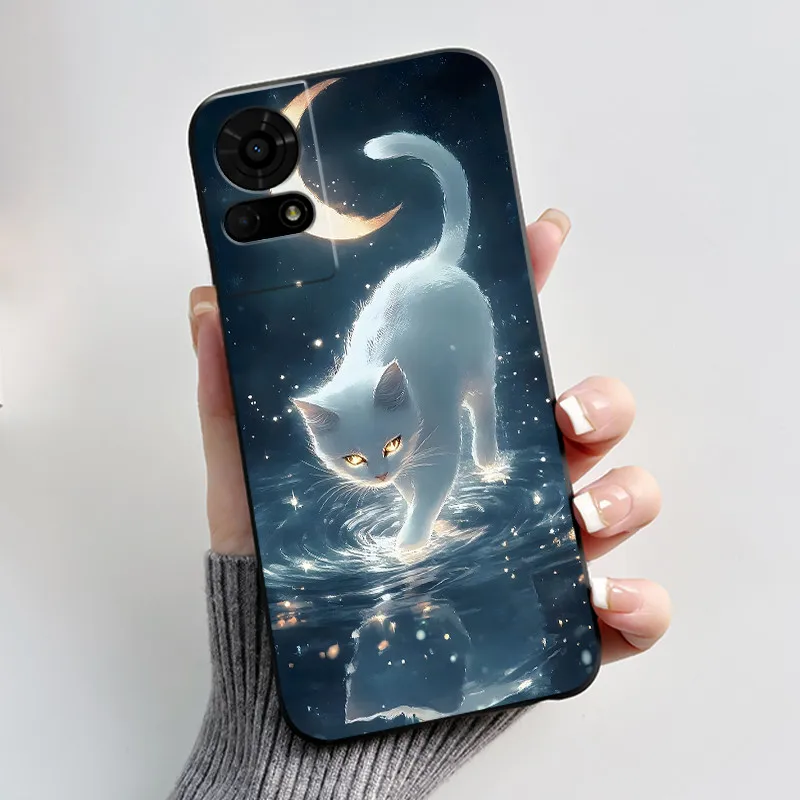 Cute Cartoon Soft Silicone Protective Phone Case - Black