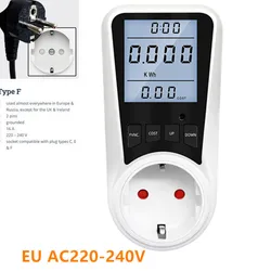 Enhanced Digital Wattmeter for Accurate Energy Consumption Measurement - Universal Plug Adapter (EU Plug)