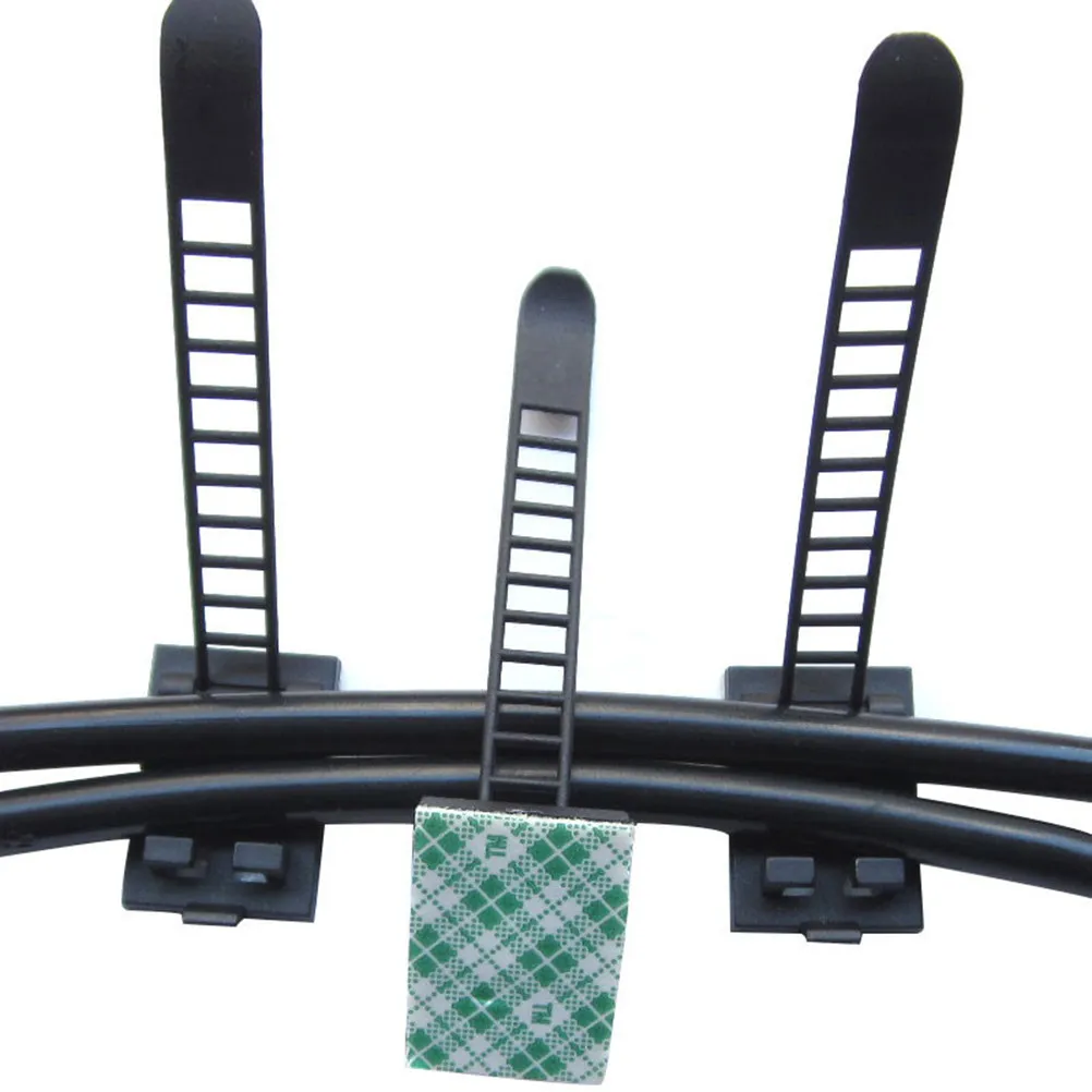 50개 조절 가능한 케이블 클립, 자가 접착식 코드 정리 홀더 클램프, 가정 사무실 책상 케이블 관리 와이어 클립