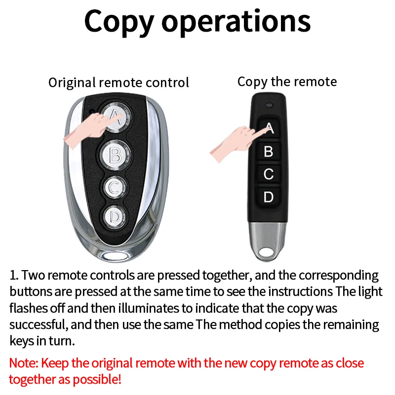 Universal Remote Control Garage Door Key 433.92mhz ABCD Button Transmitter Duplicator Clone Cloning Code 4