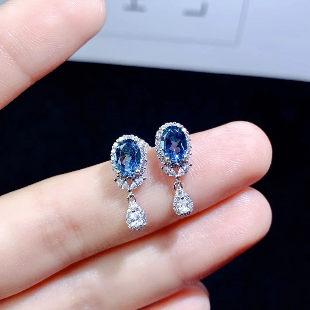 

Natural Topaz Earrings Women's Silver 925 Earrings Women's Wedding Gems Free Shipping Earrings Sterling Certified Jewelry