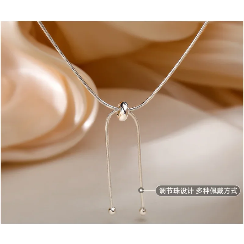 S Sterling Silver Sparkling Necklace for Women Short Clavicle Chain Choker Wedding Party Fine Jewelry silver necklace