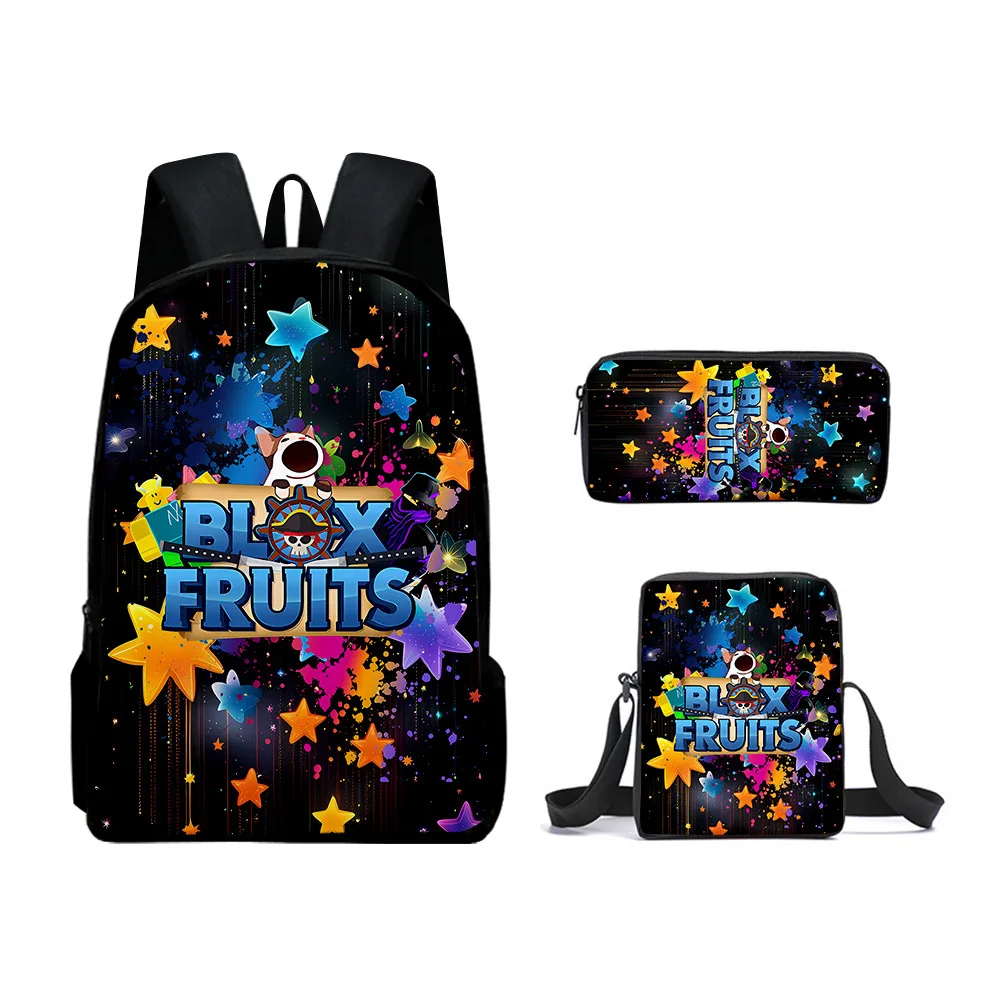 3D Nuovo Prodotto Roblox Game Blox Fruits School Bag Zaino Borsa A Tracolla Astuccio Zaino Set Di Tre Pezzi Regali Per Bambini